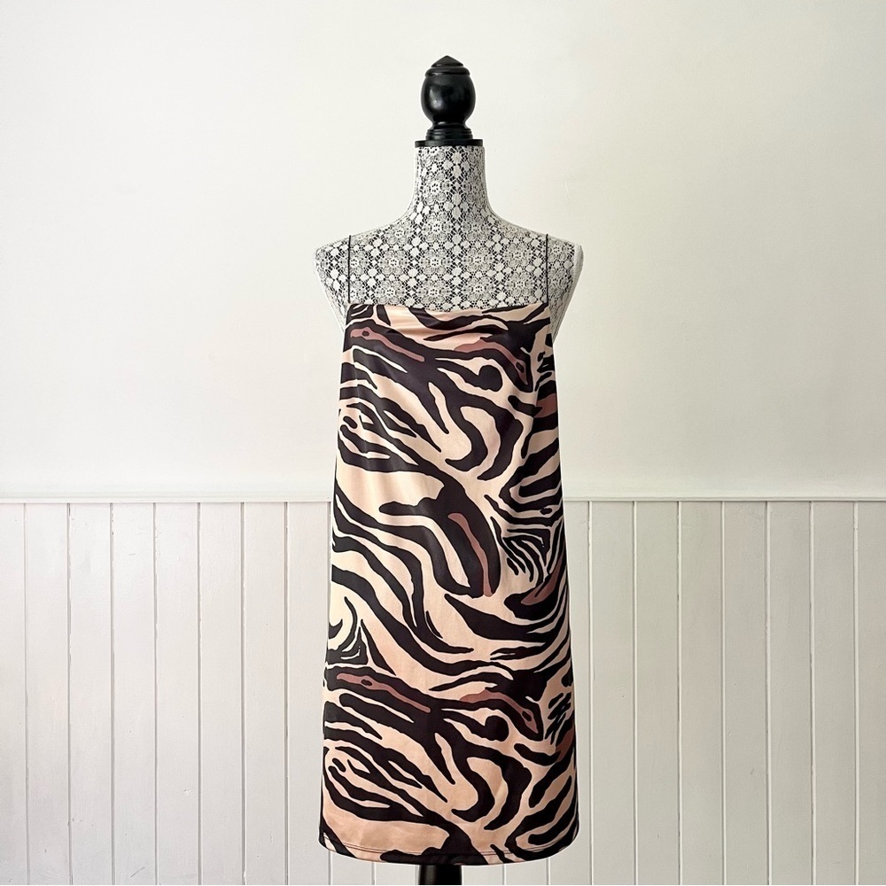 Zara Animal Print Slip Dress Size M - Picture 1 of 15